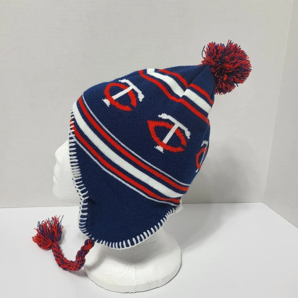Minnesota Twins Pepsi Knit Laplander Beanie‎ Hat Navy Blue Red White Kids MLB